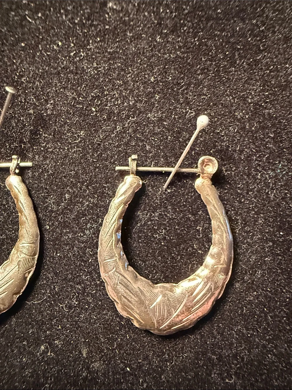 Silver-Toned Textured Hoop Earrings for Women